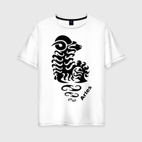 Женская футболка хлопок Oversize с принтом Овен в Белгороде, 100% хлопок | свободный крой, круглый ворот, спущенный рукав, длина до линии бедер
 | знаки | знаки зодиака | овен | прикольные картинки