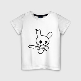 Детская футболка хлопок с принтом Заяц рок музыкант в Белгороде, 100% хлопок | круглый вырез горловины, полуприлегающий силуэт, длина до линии бедер | животные | заяц | заяц рок музыкант | музыка рок