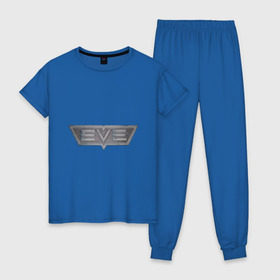 Женская пижама хлопок с принтом EVE online в Белгороде, 100% хлопок | брюки и футболка прямого кроя, без карманов, на брюках мягкая резинка на поясе и по низу штанин | eve online | игры