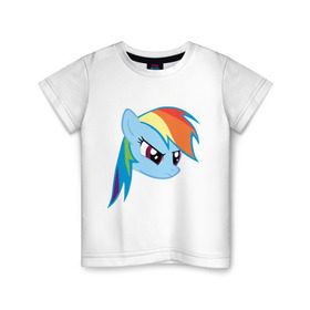 Детская футболка хлопок с принтом Rainbow Dash в Белгороде, 100% хлопок | круглый вырез горловины, полуприлегающий силуэт, длина до линии бедер | Тематика изображения на принте: my little pony | rainbow dash | дружба   это чудо | мультфильм | пони | поняши | поняшки | радуга дэш