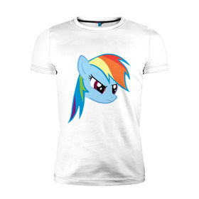 Мужская футболка премиум с принтом Rainbow Dash в Белгороде, 92% хлопок, 8% лайкра | приталенный силуэт, круглый вырез ворота, длина до линии бедра, короткий рукав | my little pony | rainbow dash | дружба   это чудо | мультфильм | пони | поняши | поняшки | радуга дэш