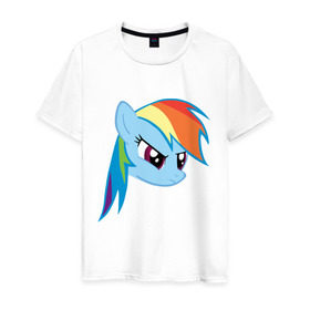 Мужская футболка хлопок с принтом Rainbow Dash в Белгороде, 100% хлопок | прямой крой, круглый вырез горловины, длина до линии бедер, слегка спущенное плечо. | my little pony | rainbow dash | дружба   это чудо | мультфильм | пони | поняши | поняшки | радуга дэш