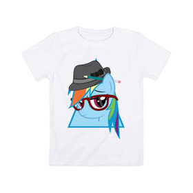 Детская футболка хлопок с принтом Rainbow Dash hipster в Белгороде, 100% хлопок | круглый вырез горловины, полуприлегающий силуэт, длина до линии бедер | hipster | my little pony | rainbow dash | swag | дружба   это чудо | мультфильм | пони | поняши | поняшки | радуга дэш | сваг | свэг