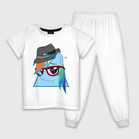 Детская пижама хлопок с принтом Rainbow Dash hipster в Белгороде, 100% хлопок |  брюки и футболка прямого кроя, без карманов, на брюках мягкая резинка на поясе и по низу штанин
 | Тематика изображения на принте: hipster | my little pony | rainbow dash | swag | дружба   это чудо | мультфильм | пони | поняши | поняшки | радуга дэш | сваг | свэг
