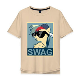Мужская футболка хлопок Oversize с принтом Rainbow Dash swag в Белгороде, 100% хлопок | свободный крой, круглый ворот, “спинка” длиннее передней части | my little pony | swag | дружба   это чудо | мультфильм | пони | поняши | поняшки | радуга дэш | сваг | свэг