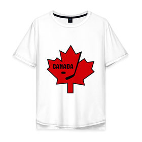 Мужская футболка хлопок Oversize с принтом Canada hockey (Канадский хоккей) в Белгороде, 100% хлопок | свободный крой, круглый ворот, “спинка” длиннее передней части | canada hockey | калиновый лист | канадский хоккей | спорт | хоккей