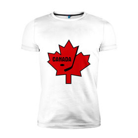 Мужская футболка премиум с принтом Canada hockey (Канадский хоккей) в Белгороде, 92% хлопок, 8% лайкра | приталенный силуэт, круглый вырез ворота, длина до линии бедра, короткий рукав | canada hockey | калиновый лист | канадский хоккей | спорт | хоккей