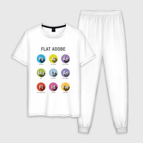 Мужская пижама хлопок с принтом Flat Adobe в Белгороде, 100% хлопок | брюки и футболка прямого кроя, без карманов, на брюках мягкая резинка на поясе и по низу штанин
 | flat adobe | графика | графический дизайн | дизайнерам | профессии