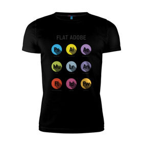 Мужская футболка премиум с принтом Flat Adobe в Белгороде, 92% хлопок, 8% лайкра | приталенный силуэт, круглый вырез ворота, длина до линии бедра, короткий рукав | flat adobe | графика | графический дизайн | дизайнерам | профессии