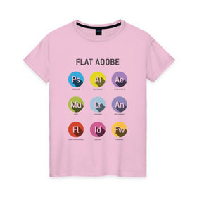 Женская футболка хлопок с принтом Flat Adobe в Белгороде, 100% хлопок | прямой крой, круглый вырез горловины, длина до линии бедер, слегка спущенное плечо | flat adobe | графика | графический дизайн | дизайнерам | профессии