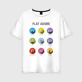Женская футболка хлопок Oversize с принтом Flat Adobe в Белгороде, 100% хлопок | свободный крой, круглый ворот, спущенный рукав, длина до линии бедер
 | flat adobe | графика | графический дизайн | дизайнерам | профессии