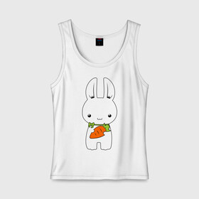 Женская майка хлопок с принтом Зайчик с морковкой в Белгороде, 95% хлопок, 5% эластан |  | белый кролик | животные | зайчик | зайчик с морковкой | морковь