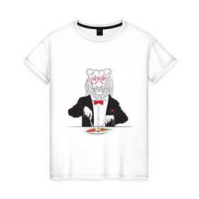 Женская футболка хлопок с принтом Лев вегетарианец в Белгороде, 100% хлопок | прямой крой, круглый вырез горловины, длина до линии бедер, слегка спущенное плечо | еда | животные | лев | лев вегетарианец | очки | прикольные картинки | хипстер