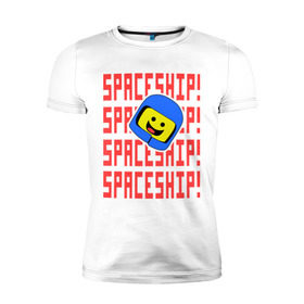 Мужская футболка премиум с принтом Spaceship в Белгороде, 92% хлопок, 8% лайкра | приталенный силуэт, круглый вырез ворота, длина до линии бедра, короткий рукав | everything is awesome | spaceship | the lego movie | лего | легофильм | фильм