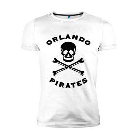 Мужская футболка премиум с принтом Orlando pirates Орландо Пираты в Белгороде, 92% хлопок, 8% лайкра | приталенный силуэт, круглый вырез ворота, длина до линии бедра, короткий рукав | orlando pirates | кости | орландо пираты | спорт | футбол | череп