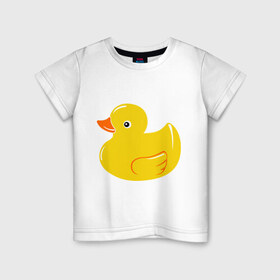 Детская футболка хлопок с принтом Утёнок в Белгороде, 100% хлопок | круглый вырез горловины, полуприлегающий силуэт, длина до линии бедер | детям | животные | кря | птица | утёнок