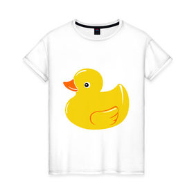 Женская футболка хлопок с принтом Утёнок в Белгороде, 100% хлопок | прямой крой, круглый вырез горловины, длина до линии бедер, слегка спущенное плечо | детям | животные | кря | птица | утёнок