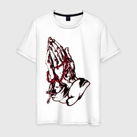 Мужская футболка хлопок с принтом Тату  Молись  - модный дизайн в Белгороде, 100% хлопок | прямой крой, круглый вырез горловины, длина до линии бедер, слегка спущенное плечо. | 