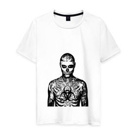 Мужская футболка хлопок с принтом Зомби-бой - Татуировки - Модный дизайн в Белгороде, 100% хлопок | прямой крой, круглый вырез горловины, длина до линии бедер, слегка спущенное плечо. | зомби | татуировки