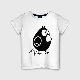 Детская футболка хлопок с принтом Забавная птичка в Белгороде, 100% хлопок | круглый вырез горловины, полуприлегающий силуэт, длина до линии бедер | воробей | животные | забавная птичка | прикольные картинки