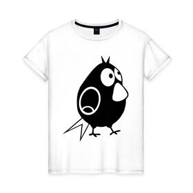 Женская футболка хлопок с принтом Забавная птичка в Белгороде, 100% хлопок | прямой крой, круглый вырез горловины, длина до линии бедер, слегка спущенное плечо | воробей | животные | забавная птичка | прикольные картинки