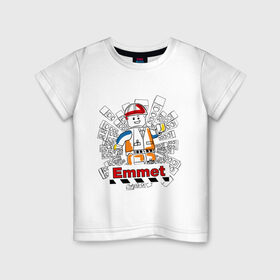 Детская футболка хлопок с принтом Emmet в Белгороде, 100% хлопок | круглый вырез горловины, полуприлегающий силуэт, длина до линии бедер | Тематика изображения на принте: 