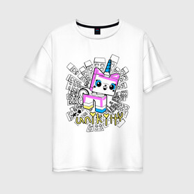 Женская футболка хлопок Oversize с принтом Unikitty в Белгороде, 100% хлопок | свободный крой, круглый ворот, спущенный рукав, длина до линии бедер
 | lego | lego movie | movie | unikitty | лего фильм