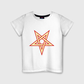 Детская футболка хлопок с принтом Звезда пентограмма в Белгороде, 100% хлопок | круглый вырез горловины, полуприлегающий силуэт, длина до линии бедер | дьяволы | звезда пентограмма | монстры | привидения | свет