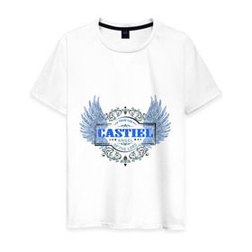 Мужская футболка хлопок с принтом Ангел Кастиэль - Сверхъестественное в Белгороде, 100% хлопок | прямой крой, круглый вырез горловины, длина до линии бедер, слегка спущенное плечо. | ангел кастиэль | сверхъестественное | сериалы