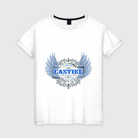 Женская футболка хлопок с принтом Ангел Кастиэль - Сверхъестественное в Белгороде, 100% хлопок | прямой крой, круглый вырез горловины, длина до линии бедер, слегка спущенное плечо | ангел кастиэль | сверхъестественное | сериалы
