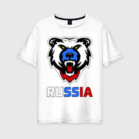 Женская футболка хлопок Oversize с принтом Русский медведь в Белгороде, 100% хлопок | свободный крой, круглый ворот, спущенный рукав, длина до линии бедер
 | медведь | русский медведь | я русский