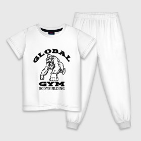 Детская пижама хлопок с принтом Global Gym Bodybuilding в Белгороде, 100% хлопок |  брюки и футболка прямого кроя, без карманов, на брюках мягкая резинка на поясе и по низу штанин
 | global gym bodybuilding | силовой спорт | спорт