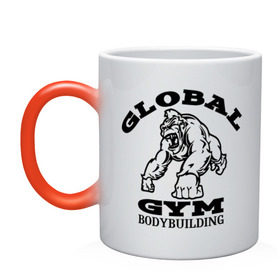 Кружка хамелеон с принтом Global Gym Bodybuilding в Белгороде, керамика | меняет цвет при нагревании, емкость 330 мл | global gym bodybuilding | силовой спорт | спорт