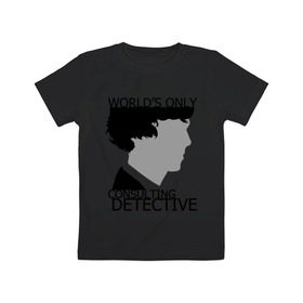 Детская футболка хлопок с принтом Sherlock Detective в Белгороде, 100% хлопок | круглый вырез горловины, полуприлегающий силуэт, длина до линии бедер | sherlock detective | кино | мультфильмы и тв 
подкатегория: | сыщик | холмс | хомс