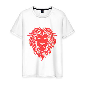 Мужская футболка хлопок с принтом Король джунглей в Белгороде, 100% хлопок | прямой крой, круглый вырез горловины, длина до линии бедер, слегка спущенное плечо. | голова льва | животное | король джунглей | лев
