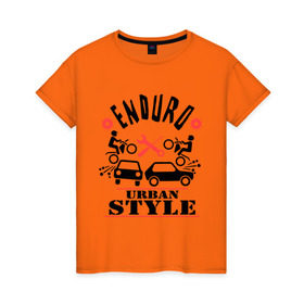 Женская футболка хлопок с принтом enduro urban style в Белгороде, 100% хлопок | прямой крой, круглый вырез горловины, длина до линии бедер, слегка спущенное плечо | enduro urban style | автомобильные | город | мотоциклы | стиль