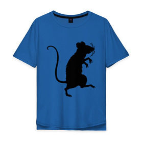 Мужская футболка хлопок Oversize с принтом Силуэт крысы в Белгороде, 100% хлопок | свободный крой, круглый ворот, “спинка” длиннее передней части | животные | крыса | мышь | силуэт крысы | хомяк