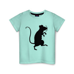 Детская футболка хлопок с принтом Силуэт крысы в Белгороде, 100% хлопок | круглый вырез горловины, полуприлегающий силуэт, длина до линии бедер | животные | крыса | мышь | силуэт крысы | хомяк