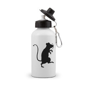 Бутылка спортивная с принтом Силуэт крысы в Белгороде, металл | емкость — 500 мл, в комплекте две пластиковые крышки и карабин для крепления | животные | крыса | мышь | силуэт крысы | хомяк