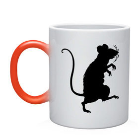 Кружка хамелеон с принтом Силуэт крысы в Белгороде, керамика | меняет цвет при нагревании, емкость 330 мл | Тематика изображения на принте: животные | крыса | мышь | силуэт крысы | хомяк