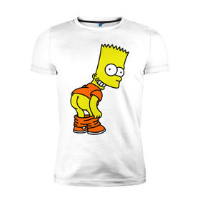 Мужская футболка премиум с принтом Барт Симпсон Simpson в Белгороде, 92% хлопок, 8% лайкра | приталенный силуэт, круглый вырез ворота, длина до линии бедра, короткий рукав | барт симпсон simpson | симпсоны