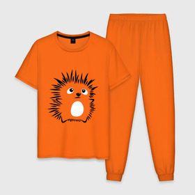 Мужская пижама хлопок с принтом Колючий ёжик в Белгороде, 100% хлопок | брюки и футболка прямого кроя, без карманов, на брюках мягкая резинка на поясе и по низу штанин
 | ежик в тумане | животные | колючий ёжик | колючки