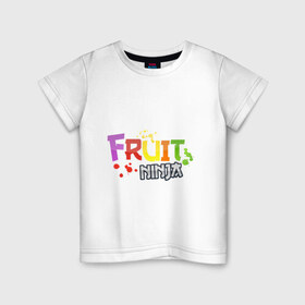 Детская футболка хлопок с принтом Fruit Ninja в Белгороде, 100% хлопок | круглый вырез горловины, полуприлегающий силуэт, длина до линии бедер | fruit ninja | игры | мобильные игры | ниньзя | фруктовый ниньзя | фрукты