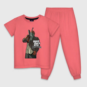 Детская пижама хлопок с принтом GTA San Andreas в Белгороде, 100% хлопок |  брюки и футболка прямого кроя, без карманов, на брюках мягкая резинка на поясе и по низу штанин
 | gta | gta san andreas | gtasa | мобильные игры