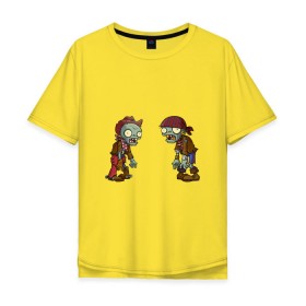 Мужская футболка хлопок Oversize с принтом Зомби против Растений в Белгороде, 100% хлопок | свободный крой, круглый ворот, “спинка” длиннее передней части | зомби