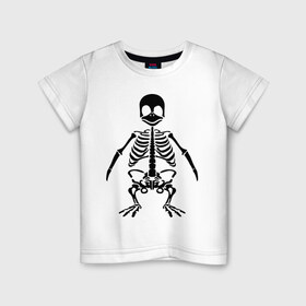 Детская футболка хлопок с принтом Пингвин скелет в Белгороде, 100% хлопок | круглый вырез горловины, полуприлегающий силуэт, длина до линии бедер | пингвин | скелет