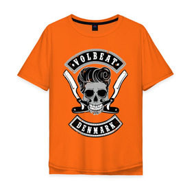 Мужская футболка хлопок Oversize с принтом Volbeat в Белгороде, 100% хлопок | свободный крой, круглый ворот, “спинка” длиннее передней части | denmark | kubana | volbeat | бритвы | кубана | олдскул | рок | рокабилли | с группами | череп