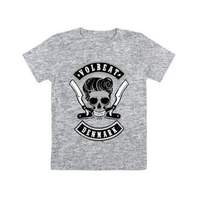 Детская футболка хлопок с принтом Volbeat в Белгороде, 100% хлопок | круглый вырез горловины, полуприлегающий силуэт, длина до линии бедер | denmark | kubana | volbeat | бритвы | кубана | олдскул | рок | рокабилли | с группами | череп