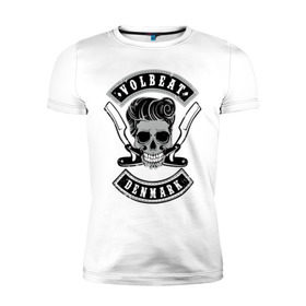 Мужская футболка премиум с принтом Volbeat в Белгороде, 92% хлопок, 8% лайкра | приталенный силуэт, круглый вырез ворота, длина до линии бедра, короткий рукав | denmark | kubana | volbeat | бритвы | кубана | олдскул | рок | рокабилли | с группами | череп