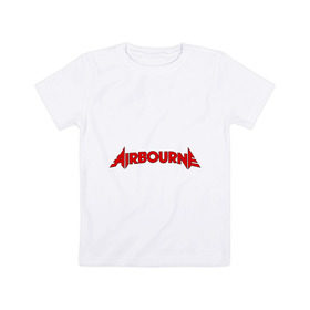 Детская футболка хлопок с принтом airbourne в Белгороде, 100% хлопок | круглый вырез горловины, полуприлегающий силуэт, длина до линии бедер | airbourne | kubana | кубана | лого | логотип | метал | музыка | подарок | разное | рок